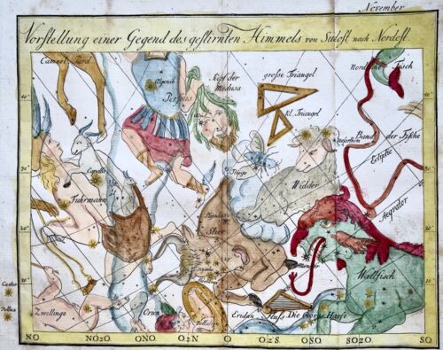 1777 Johann Elert Bode Rare Original Handcol. - Celestial Chart